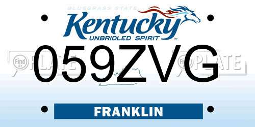 059ZVG Kentucky License Plate
