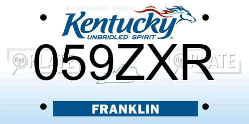 059ZXR Kentucky License Plate