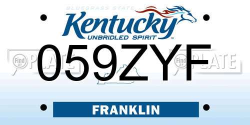 059ZYF Kentucky License Plate