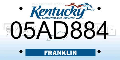 05AD884 Kentucky License Plate