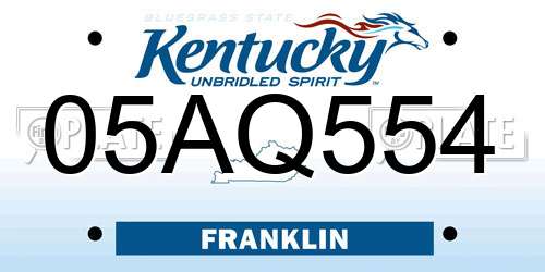 05AQ554 Kentucky License Plate