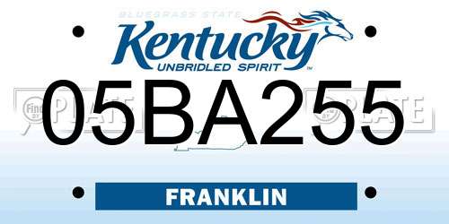 05BA255 Kentucky License Plate