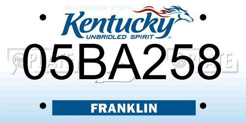 05BA258 Kentucky License Plate