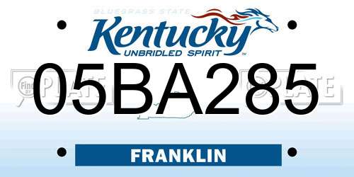 05BA285 Kentucky License Plate