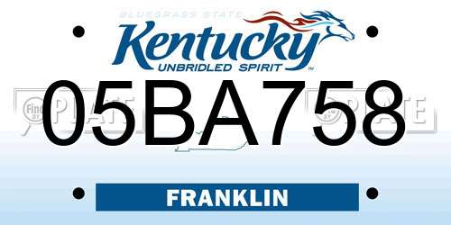 05BA758 Kentucky License Plate