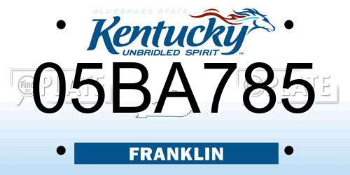 05BA785 Kentucky License Plate