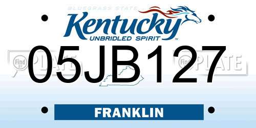 05JB127 Kentucky License Plate