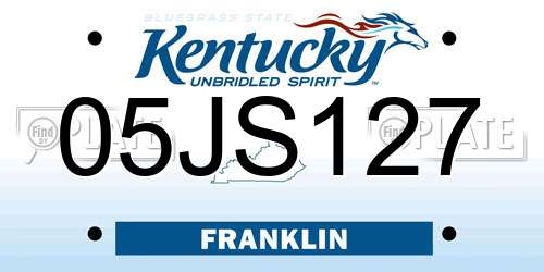 05JS127 Kentucky License Plate