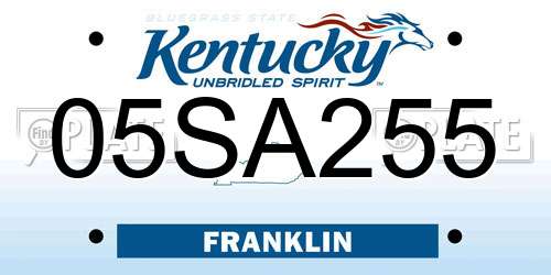 05SA255 Kentucky License Plate
