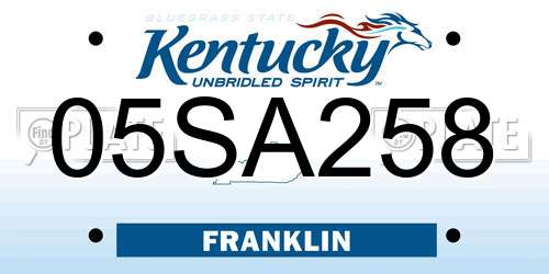 05SA258 Kentucky License Plate