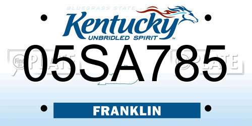 05SA785 Kentucky License Plate