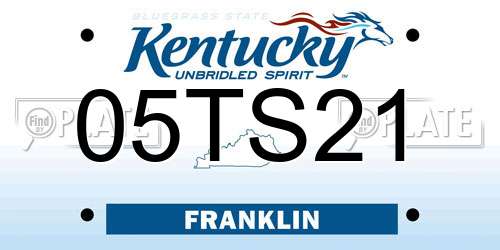 05TS21 Kentucky License Plate
