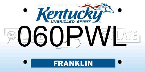 060PWL Kentucky License Plate