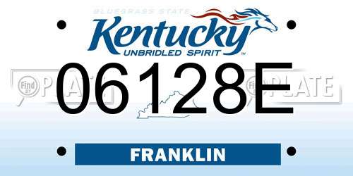06128E Kentucky License Plate
