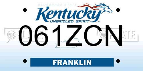 061ZCN Kentucky License Plate