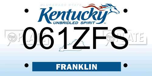 061ZFS Kentucky License Plate