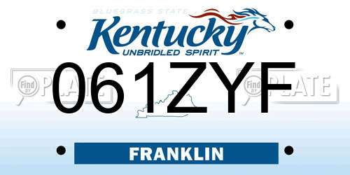 061ZYF Kentucky License Plate