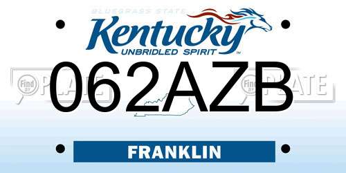 062AZB Kentucky License Plate