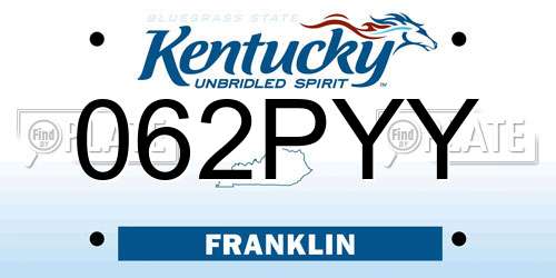 062PYY Kentucky License Plate