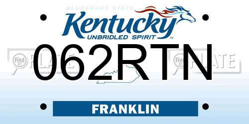062RTN Kentucky License Plate