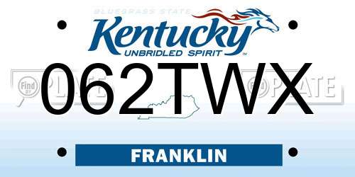 062TWX Kentucky License Plate