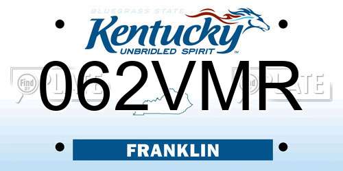 062VMR Kentucky License Plate