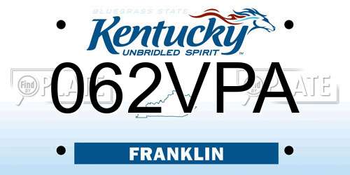 062VPA Kentucky License Plate