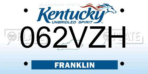 062VZH Kentucky License Plate