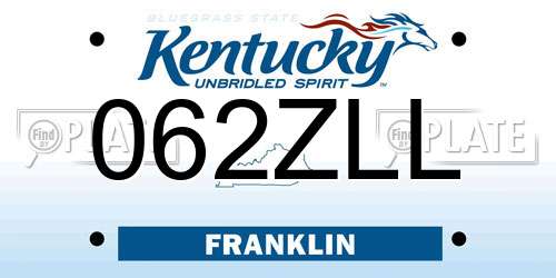 062ZLL Kentucky License Plate