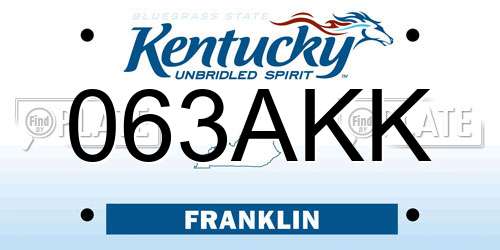 063AKK Kentucky License Plate
