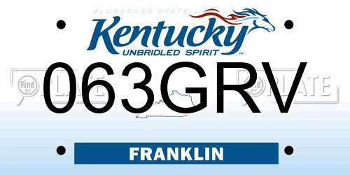063GRV Kentucky License Plate