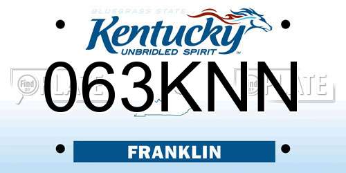 063KNN Kentucky License Plate