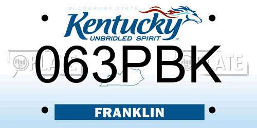 063PBK Kentucky License Plate