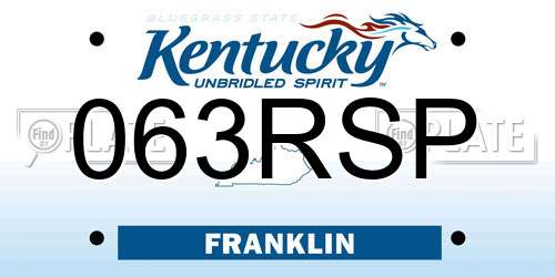 063RSP Kentucky License Plate