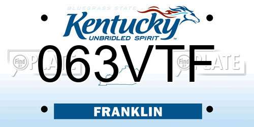 063VTF Kentucky License Plate