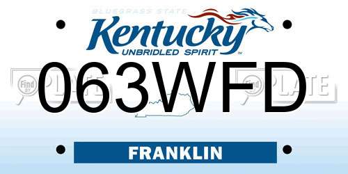 063WFD Kentucky License Plate