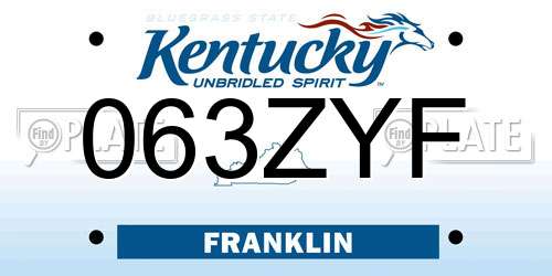 063ZYF Kentucky License Plate