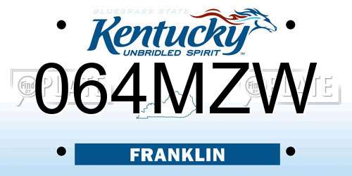 064MZW Kentucky License Plate