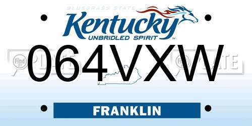 064VXW Kentucky License Plate