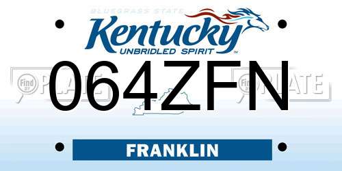 064ZFN Kentucky License Plate