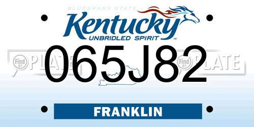 065J82 Kentucky License Plate