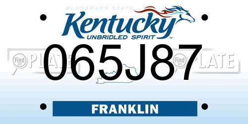 065J87 Kentucky License Plate