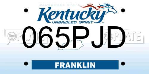 065PJD Kentucky License Plate
