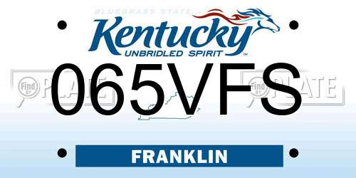 065VFS Kentucky License Plate