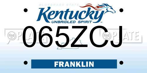 065ZCJ Kentucky License Plate