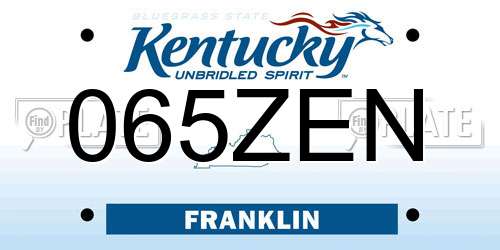 065ZEN Kentucky License Plate