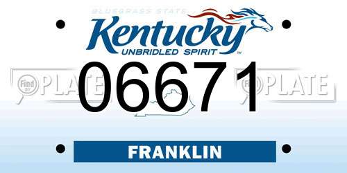 06671 Kentucky License Plate