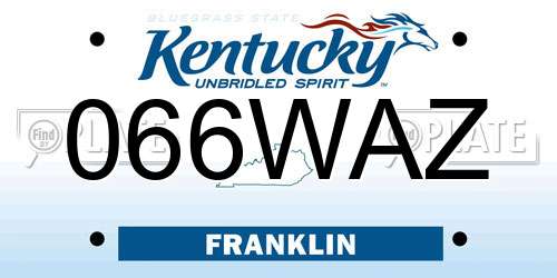 066WAZ Kentucky License Plate