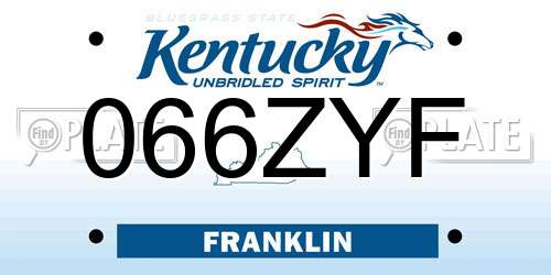 066ZYF Kentucky License Plate