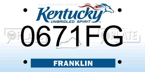 0671FG Kentucky License Plate